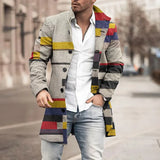 FOESCE Man Single Breasted Jacket Plaid Button Long Slim Coat Long Sleeve  Autumn Winter Warm Casual Harajuku Street Outwear 2025 Retro