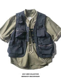 FOESCE Man Vest Military Style Summer Workwear Vest Men's Trendy Brand Ins Loose Multi Pocket Tactical Shoulder Vest