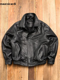 FOESCE Mauroicardi Spring Autumn Cool Handsome Black Hard Pu Leather Jacket Men Zipper Luxury Designer American Vintage Clothes 2024