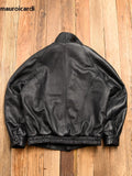 FOESCE Mauroicardi Spring Autumn Cool Handsome Black Hard Pu Leather Jacket Men Zipper Luxury Designer American Vintage Clothes 2024