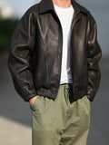 FOESCE Mauroicardi Spring Autumn Cool Handsome Black Hard Pu Leather Jacket Men Zipper Luxury Designer American Vintage Clothes 2024
