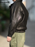 FOESCE Mauroicardi Spring Autumn Cool Handsome Black Hard Pu Leather Jacket Men Zipper Luxury Designer American Vintage Clothes 2024