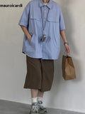 FOESCE Mauroicardi Spring Summer Loose Casual Soft Flowy Lightweight Wide Leg Shorts for Men Elastic High Waist Korean Fashion 2025