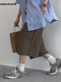 FOESCE Mauroicardi Spring Summer Loose Casual Soft Flowy Lightweight Wide Leg Shorts for Men Elastic High Waist Korean Fashion 2025