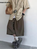 FOESCE Mauroicardi Spring Summer Loose Casual Soft Flowy Lightweight Wide Leg Shorts for Men Elastic High Waist Korean Fashion 2025