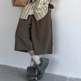 FOESCE Mauroicardi Spring Summer Loose Casual Soft Flowy Lightweight Wide Leg Shorts for Men Elastic High Waist Korean Fashion 2025