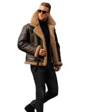 FOESCE Men Autumn Winter Coat Jacket Faux Leather Solid Color Turndown Collar Zippers Pockets Warm Comfortable Fashion Casual Regular