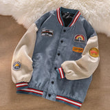 FOESCE Men Baseball Jackets Spring Autumn New Embroidered Letters Corduroy Loose Coat Tracksuit Harajuku Retro Uniform Men's Clothing