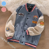 FOESCE Men Baseball Jackets Spring Autumn New Embroidered Letters Corduroy Loose Coat Tracksuit Harajuku Retro Uniform Men's Clothing
