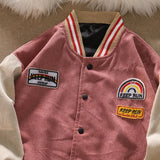 FOESCE Men Baseball Jackets Spring Autumn New Embroidered Letters Corduroy Loose Coat Tracksuit Harajuku Retro Uniform Men's Clothing