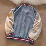 FOESCE Men Baseball Jackets Spring Autumn New Embroidered Letters Corduroy Loose Coat Tracksuit Harajuku Retro Uniform Men's Clothing