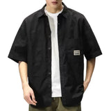 FOESCE Men Cargo Shirt Lapel Casual Cardigan Hip Hop Buttons Single-breasted Cardigan Multi Pockets Cool Summer Men Tops Men Shirt