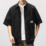 FOESCE Men Cargo Shirt Lapel Casual Cardigan Hip Hop Buttons Single-breasted Cardigan Multi Pockets Cool Summer Men Tops Men Shirt
