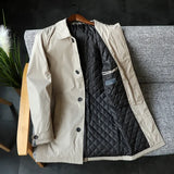 FOESCE Men Clothing 2025 Waterproof and Tear-resistant Autumn Winter Japanese Style Quilted Warm Men's Mid-length Trench Coat