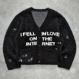 FOESCE Men Clothing Harajuku Letter V Neck Knitwear Men's Pullovers Sweaters Creative Stripes Women's Knitted Streetwear Maiden