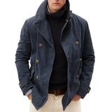 FOESCE Men Coat Cardigan Loose Fit Long Sleeve Turn-down Collar Double Breasted Keep Warm Autumn Winter Casual Male Jacket for Outdoor