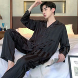 FOESCE Men Fashion Button Pyjamas Sets Men Long Sleeve Solid Casual Sleepwear Pajamas Set Men Soft and Comefortable Nightwear Suit