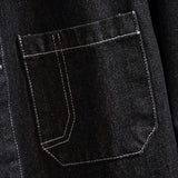 FOESCE Men Fleece Warm Long Jean Jacket Winter Women Big Pockets Turn-down Collar Trenchcoat Outerwear Fashion Black Loose Denim Coats