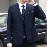 FOESCE Men Formal Business Suit Coat One Button Black Blue Red Men Slim Fit Fashion Blazer Suit Jacket Casual Suit Blazer Men Clothing