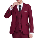 FOESCE Men Formal Business Suit Coat One Button Black Blue Red Men Slim Fit Fashion Blazer Suit Jacket Casual Suit Blazer Men Clothing