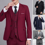 FOESCE Men Formal Business Suit Coat One Button Black Blue Red Men Slim Fit Fashion Blazer Suit Jacket Casual Suit Blazer Men Clothing