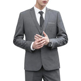 FOESCE Men Formal Business Suit Coat One Button Black Blue Red Men Slim Fit Fashion Blazer Suit Jacket Casual Suit Blazer Men Clothing