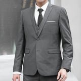 FOESCE Men Formal Business Suit Coat One Button Black Blue Red Men Slim Fit Fashion Blazer Suit Jacket Casual Suit Blazer Men Clothing