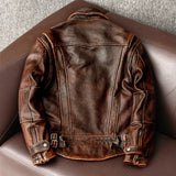 FOESCE Men Genuine Leather Jacket Vintage Brown 100% Cowhide Coat Man Slim Fashion Biker Clothing Asian Size S-6XL M697 Dropshipping