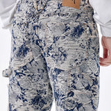 FOESCE Men Jeans Jacquard Washed Cargo Casual Straight Pants Streetwear Fashion Hip Hop Retro Trend Trousers Male Men'S Clothing 2025