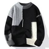 FOESCE Men O-Neck Pullovers Knitted Sweaters New Autumn Winter Man Splicing Casual Sweaters Quality Male Loose Pullovers Clothing 4XL