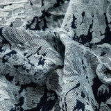 FOESCE Men Ripped Distressed Denim Jacket Flower Jacquard Weave Embroidery Coat Loose Long Sleeve Outerwear