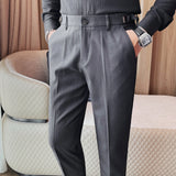 FOESCE Men Suit Pants British Style Formal Dress Pants 2025 Autumn Winter New Business Casual Straight Slim Fit Trousers Men Clothing