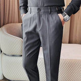 FOESCE Men Suit Pants British Style Formal Dress Pants 2025 Autumn Winter New Business Casual Straight Slim Fit Trousers Men Clothing