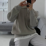 FOESCE Men Sweater Men's Fall Winter Lapel Sweater Knitted Zipper Pullover Soft Warm Mid Length Casual Sweater for Men Lightweight Men