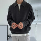 FOESCE Men Sweater Men's Fall Winter Lapel Sweater Knitted Zipper Pullover Soft Warm Mid Length Casual Sweater for Men Lightweight Men