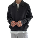 FOESCE Men Sweater Men's Fall Winter Lapel Sweater Knitted Zipper Pullover Soft Warm Mid Length Casual Sweater for Men Lightweight Men
