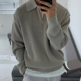 FOESCE Men Sweater Men's Fall Winter Lapel Sweater Knitted Zipper Pullover Soft Warm Mid Length Casual Sweater for Men Lightweight Men