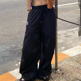 FOESCE Men Sweatpants Hip-hop Style Sweatpants Vintage Unisex Sweatpants Wide Leg Elastic Waist Soft Breathable Sports Pants