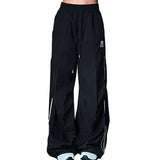 FOESCE Men Sweatpants Hip-hop Style Sweatpants Vintage Unisex Sweatpants Wide Leg Elastic Waist Soft Breathable Sports Pants