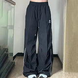 FOESCE Men Sweatpants Hip-hop Style Sweatpants Vintage Unisex Sweatpants Wide Leg Elastic Waist Soft Breathable Sports Pants