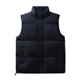 FOESCE Men Vest Comfortable Men Waistcoat Stylish Unisex Winter Waistcoat Padded Windproof Stand Collar Neck Zip for Women