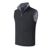 FOESCE Men Winter Vest Sleeveless Stand Collar Solid Color Fleece Thick Keep Warm Plus Size Neck Winter Waistcoat for Daily