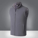 FOESCE Men Winter Vest Sleeveless Stand Collar Solid Color Fleece Thick Keep Warm Plus Size Neck Winter Waistcoat for Daily