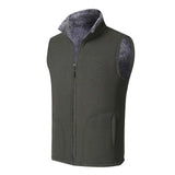 FOESCE Men Winter Vest Sleeveless Stand Collar Solid Color Fleece Thick Keep Warm Plus Size Neck Winter Waistcoat for Daily