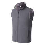 FOESCE Men Winter Vest Sleeveless Stand Collar Solid Color Fleece Thick Keep Warm Plus Size Neck Winter Waistcoat for Daily