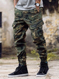 FOESCE Men's All-Season Camo Cargo Pants - Comfort Fit, Versatile Pockets, Street-Style Drawstring Design