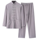 FOESCE Men's And Linen Set 2 Piece Clothing Shirt Casual Set Long Sleeved Pants Set Mens Wool Suits Mens Suits Big And Tall