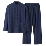 FOESCE Men's And Linen Set 2 Piece Clothing Shirt Casual Set Long Sleeved Pants Set Mens Wool Suits Mens Suits Big And Tall