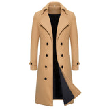 Men's Autumn/winter Double Row Button Woolen Jacket Long Length Casual Trench Coat Smooths Your Silhouette Overcoat