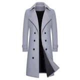 Men's Autumn/winter Double Row Button Woolen Jacket Long Length Casual Trench Coat Smooths Your Silhouette Overcoat